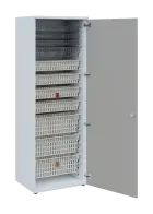 EUROMEDICA D - 66 skříň léková boxová, 1-dveřová, pravá, 1950x660x535, korpus bílý, dvířka šedá